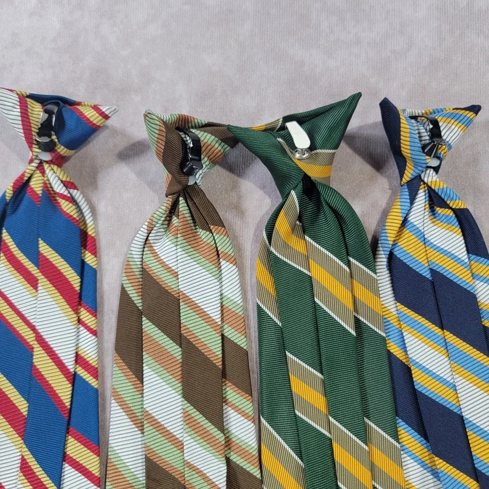 Vintage Boys Clip On Necktie Lot 4 Superba Clipper Towncraft Penneys Striped Tie